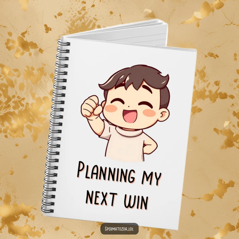 Funny Victory Cheer Notebook featuring a cheerful pumping fist character, ideal for journaling and as a funny gift.