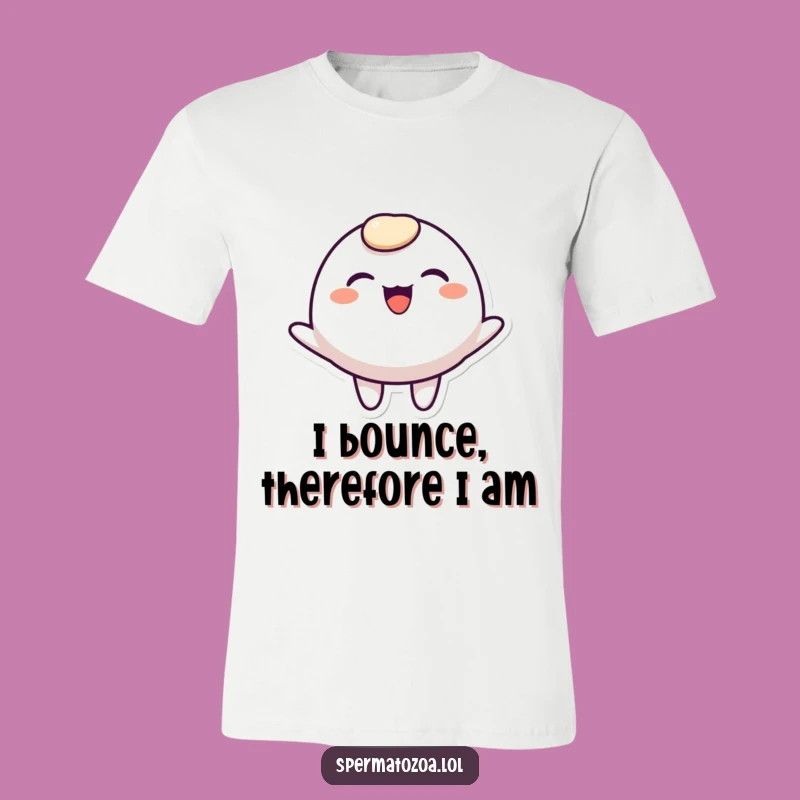 Funny Rounded Character T-Shirt - Joyful Bouncing Smile Tee for Fun
