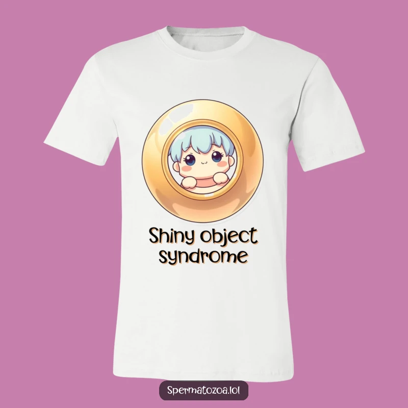 Funny T-Shirt: Curious Character Behind Shiny Circle - Unique Funny Gift