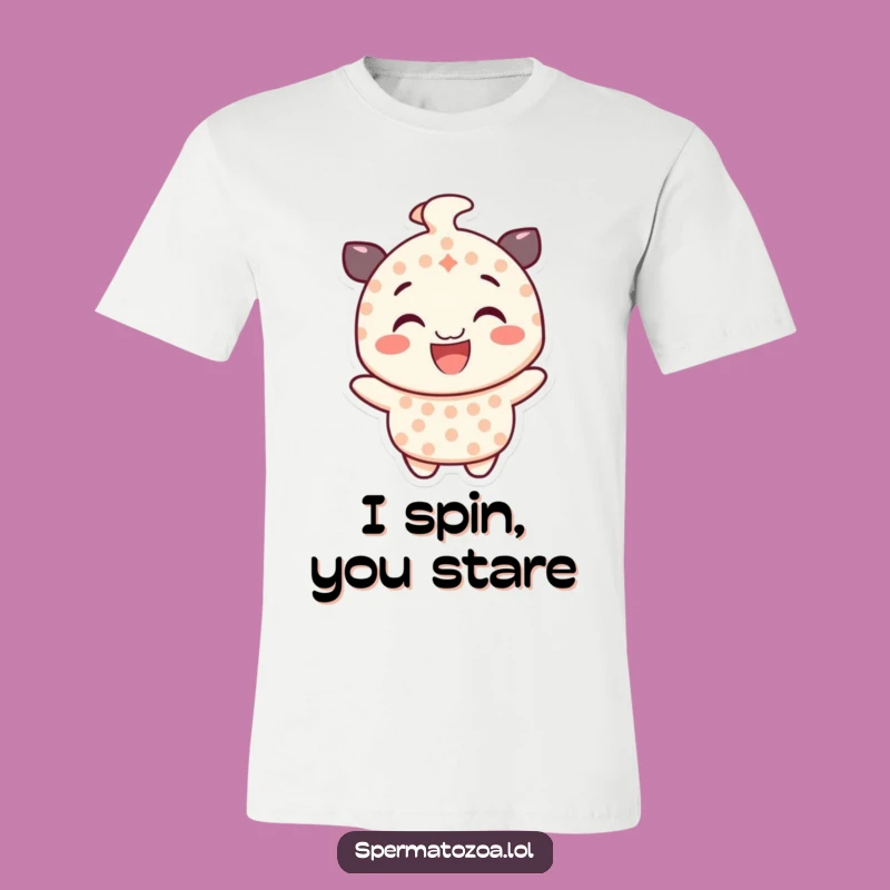Funny Dotted Character T-Shirt - Gleeful Spinning Smile Tee for Fun
