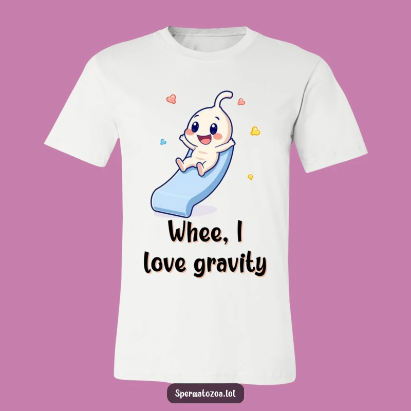 Funny Sperm Slide T-Shirt: Gleeful Character, Awesome Funny Gift!