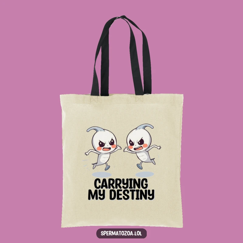 Funny Sperm Race Tote Bag: Determined Characters, Practical & Hilarious!