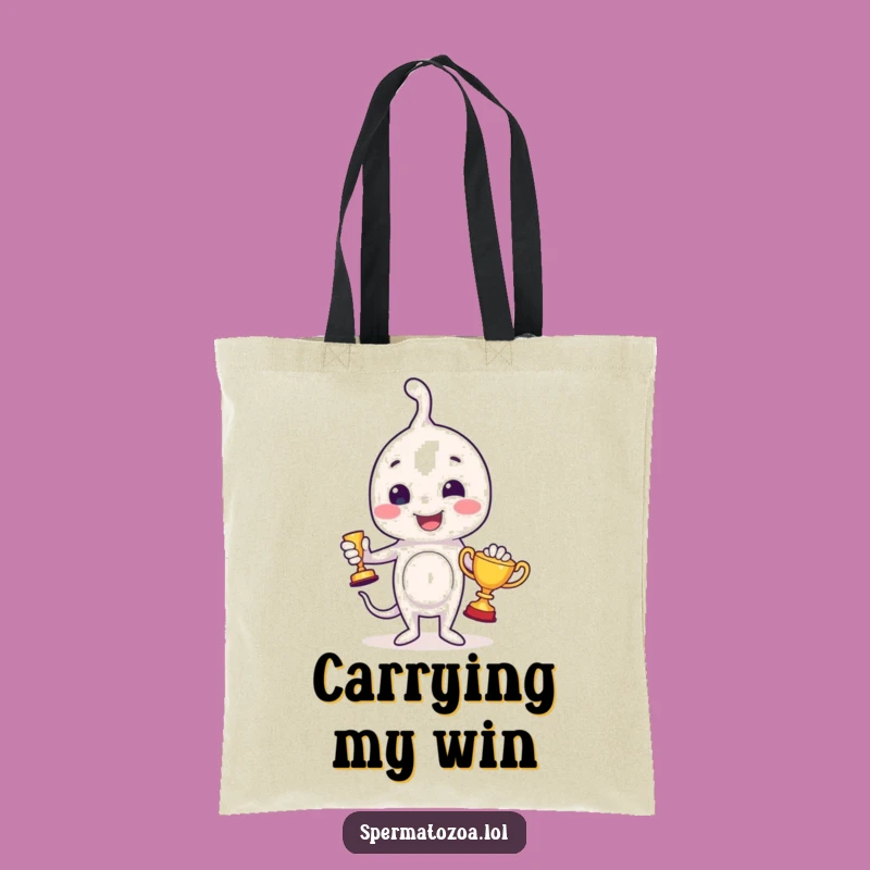 Funny Sperm Trophy Tote Bag: Carry Your Wins in This Humorous Tote!