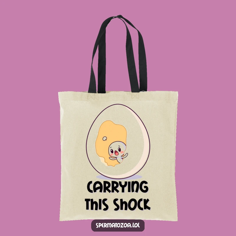 Funny Sperm Egg Surprise Tote Bag - Shocked Character Carry-All